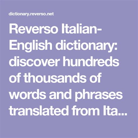 reverso dictionary|dictionary reverso italian english.